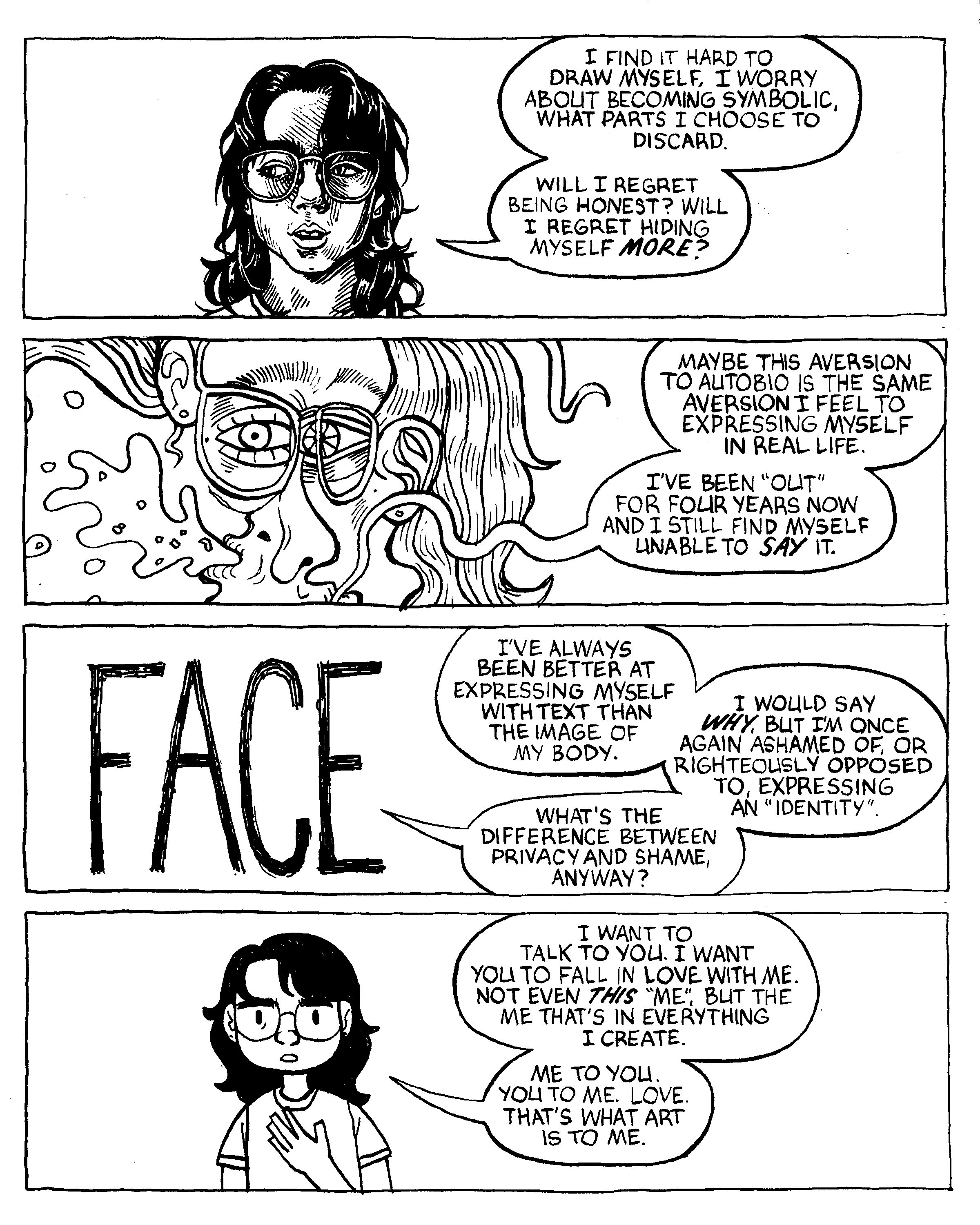 Page pour of the black and white comic Autobio on Autobio action.